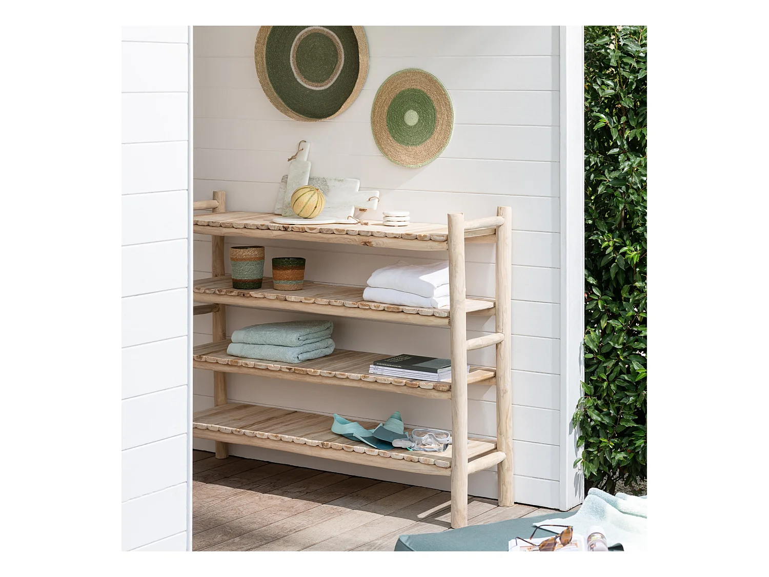 Étagère 4 Niveaux en Teck "Latonya" 140cm Naturel