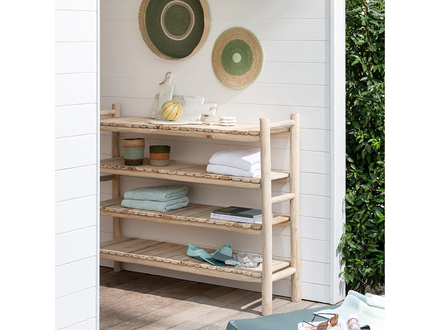 Étagère 4 Niveaux en Teck "Latonya" 140cm Naturel