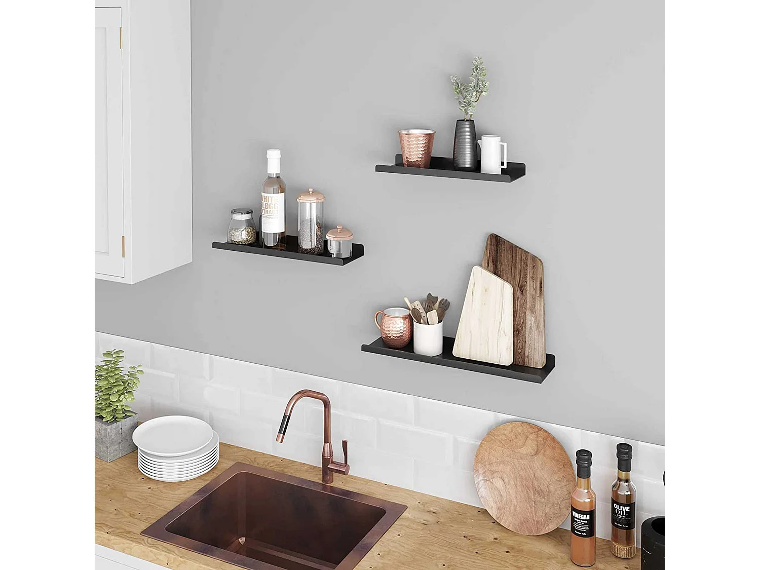 3er-Set Wandregal Schweberegal