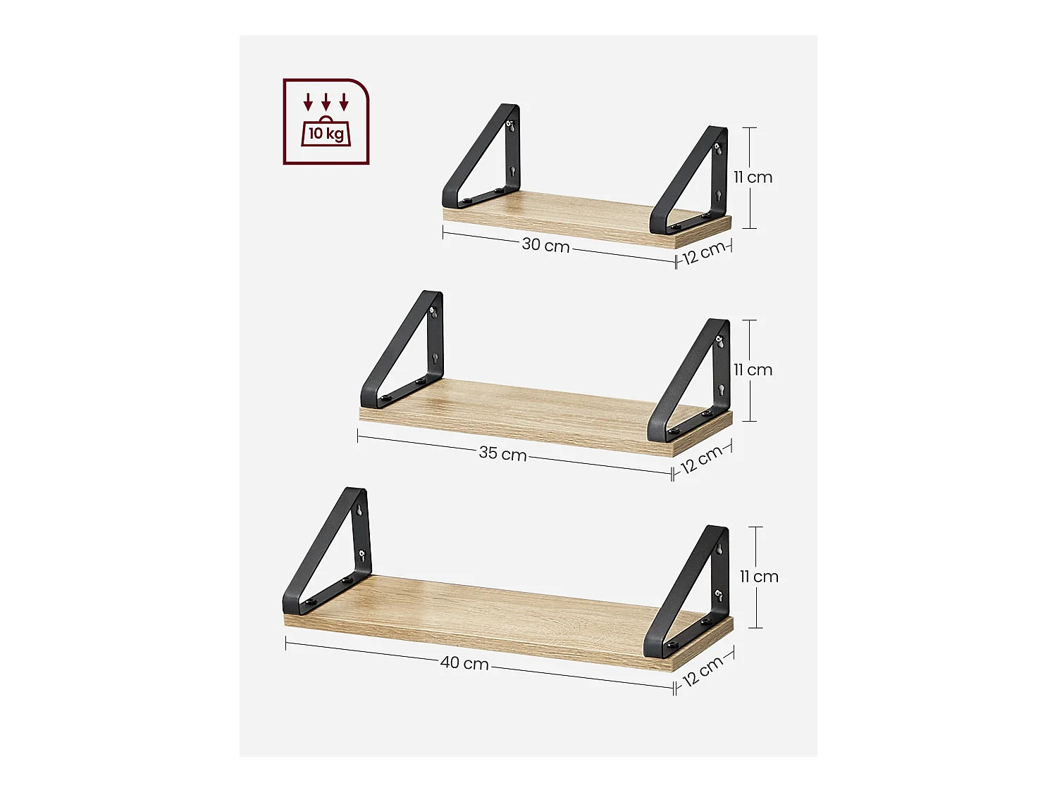 Wandregal Monrovia 3er-Set