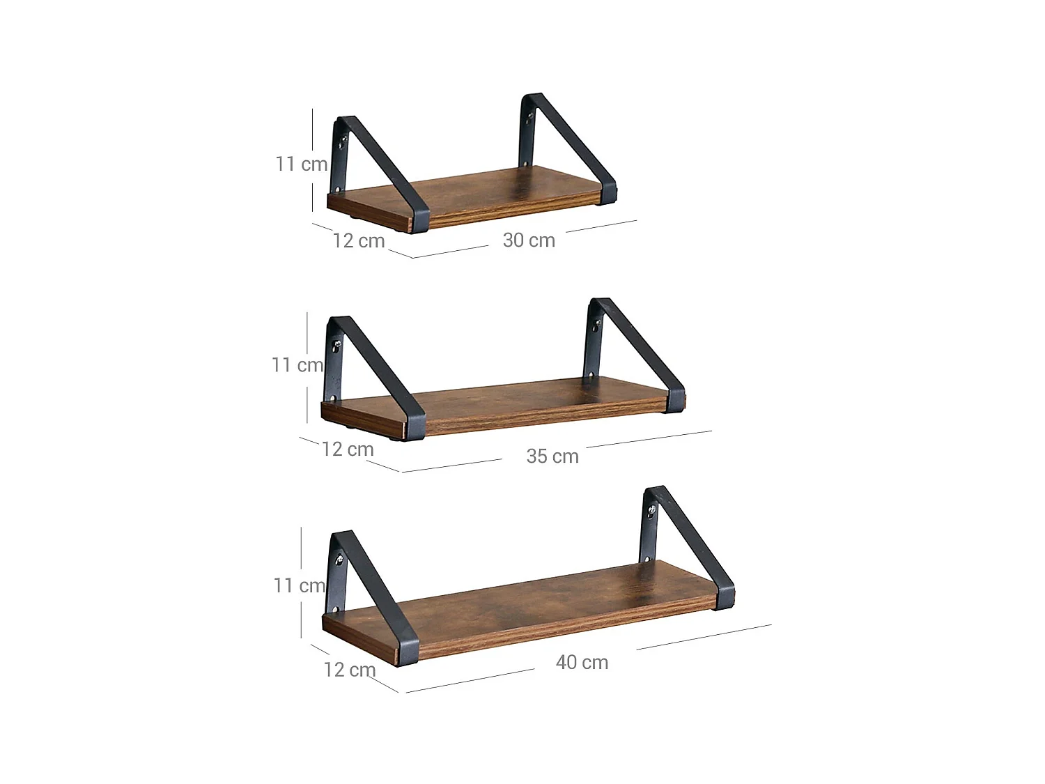 3er-Set Wandregal Schweberegal