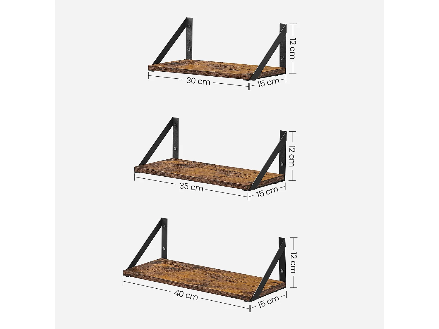 Set di 3 mensole da parete Banjul