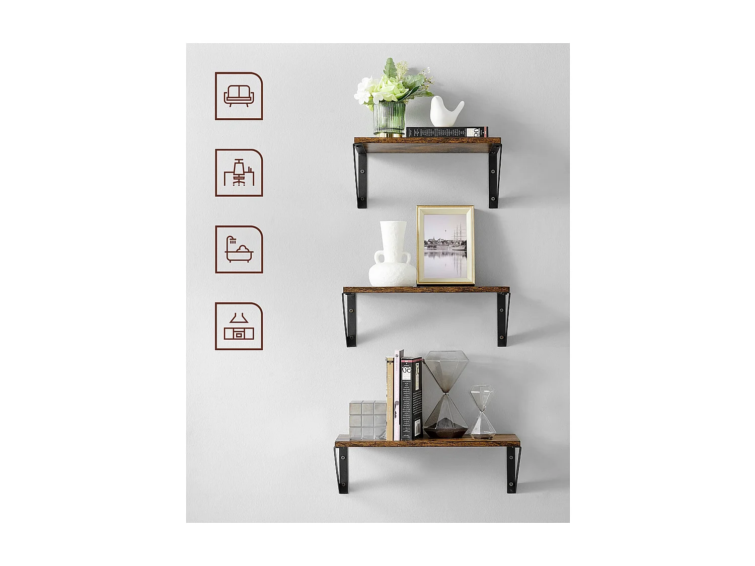 Set di 3 mensole da parete Banjul