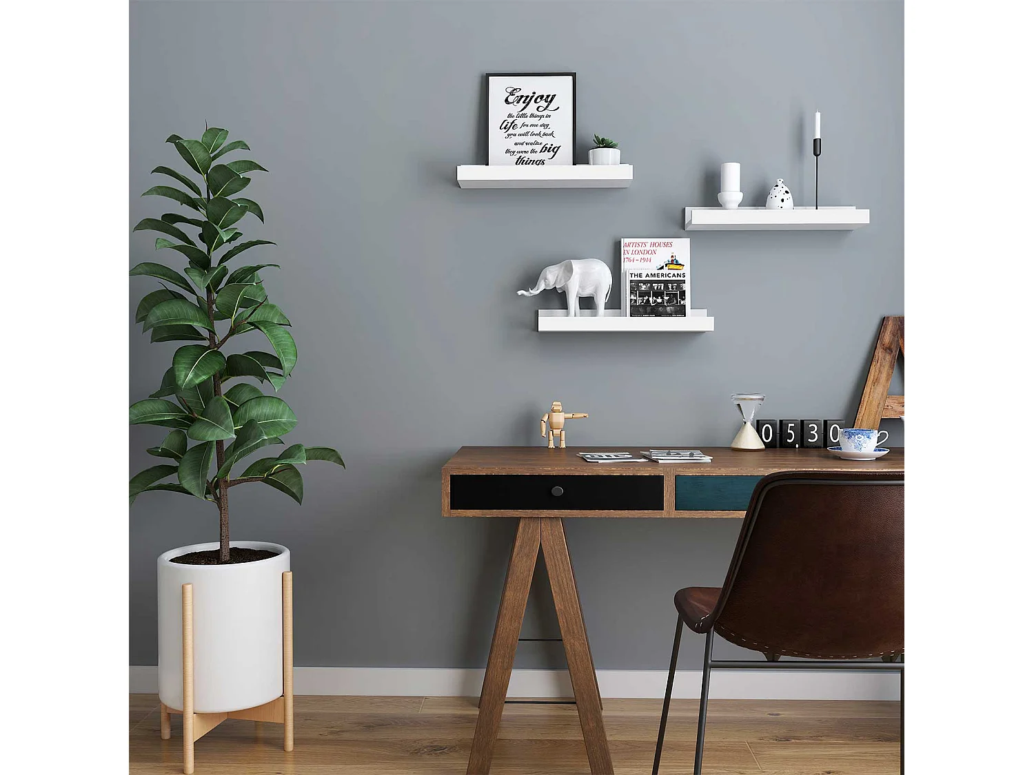 Set di 3 mensole da parete galleggianti