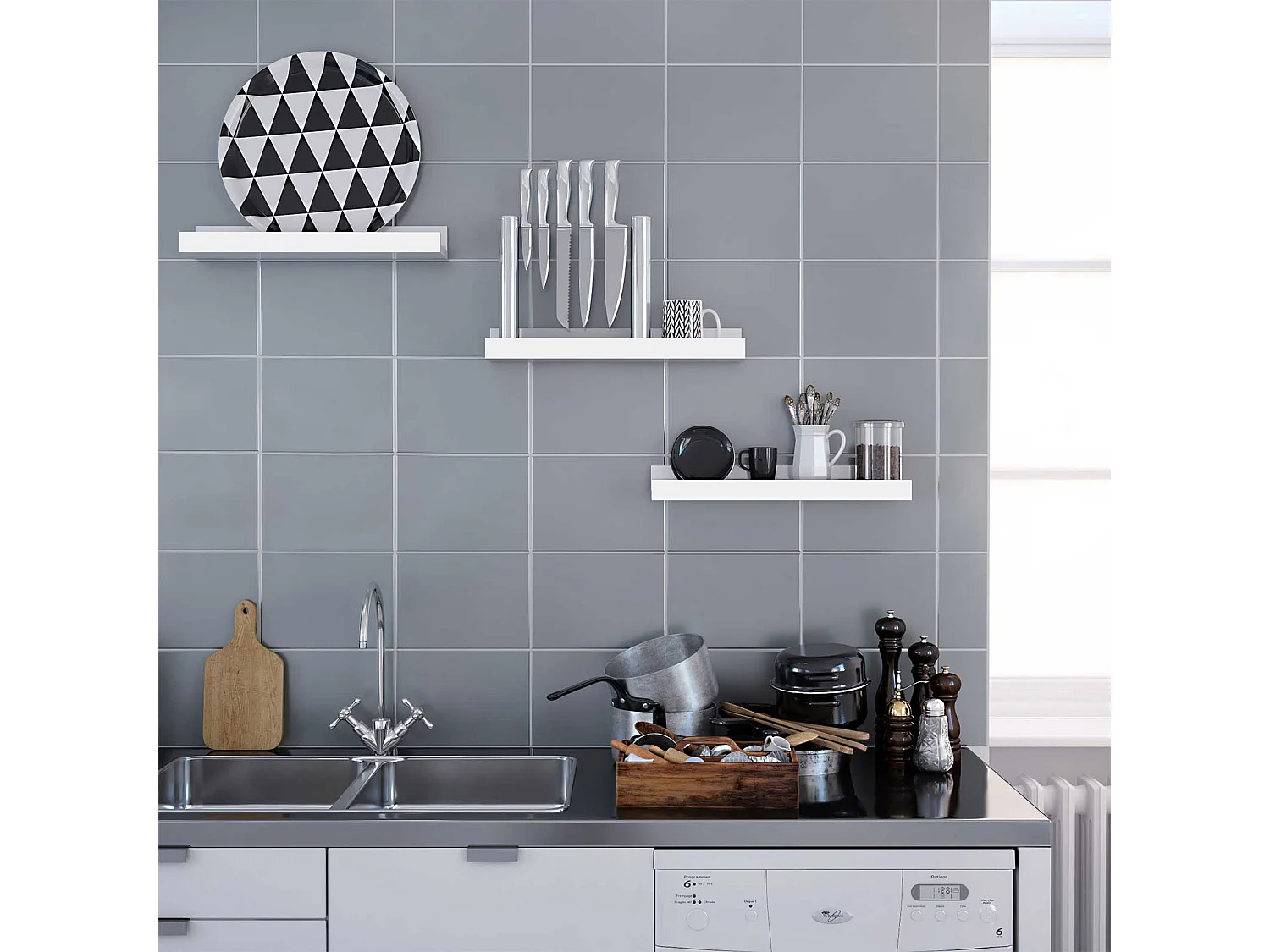 Set di 3 mensole da parete galleggianti