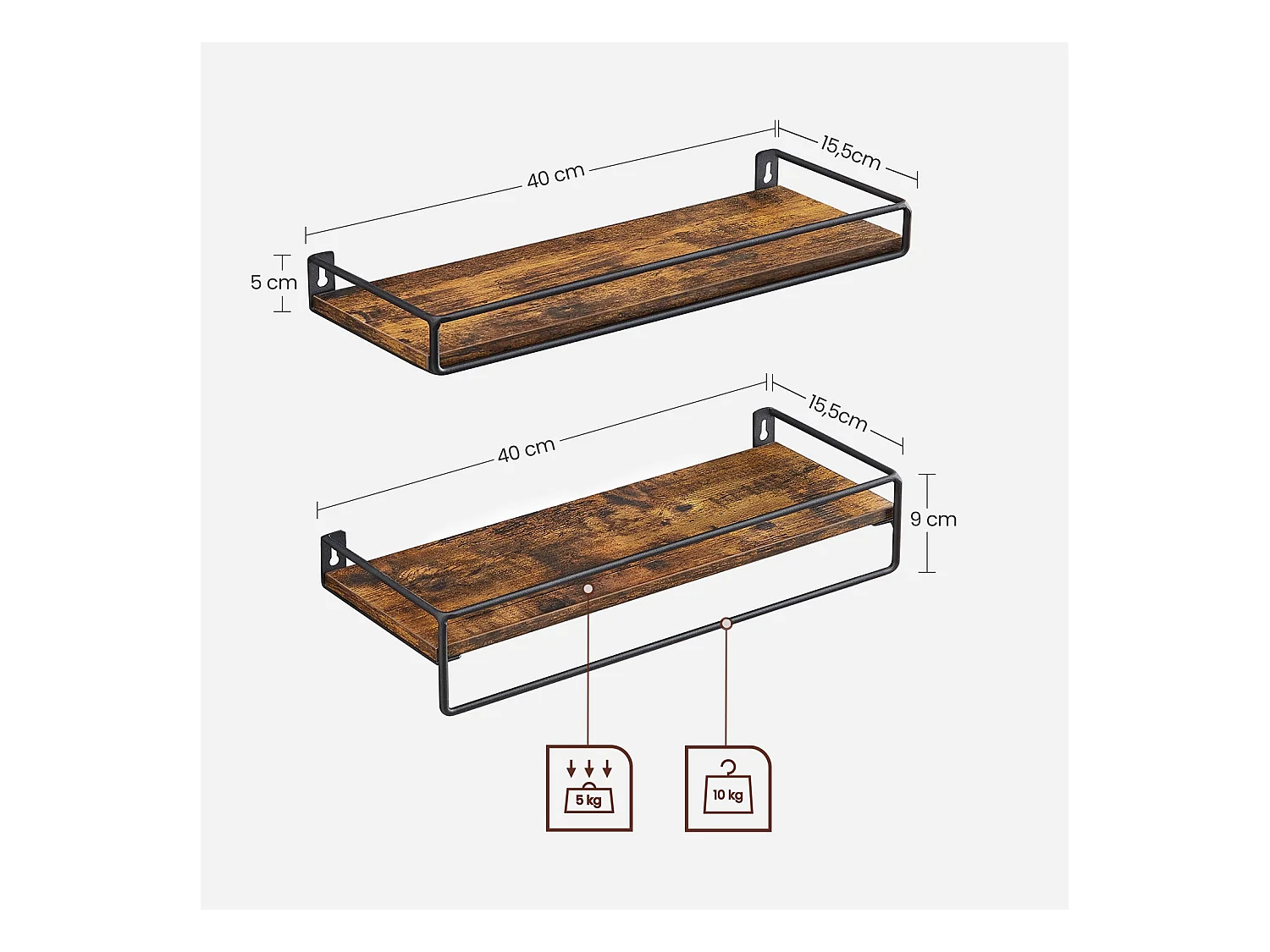 2er-Set Wandregal Schweberegal