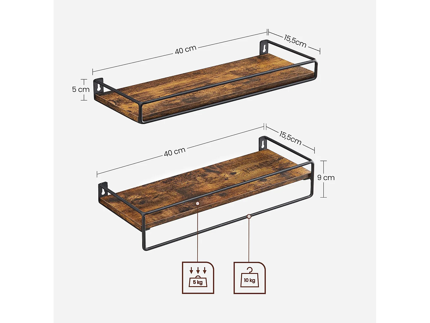 2er-Set Wandregal Schweberegal