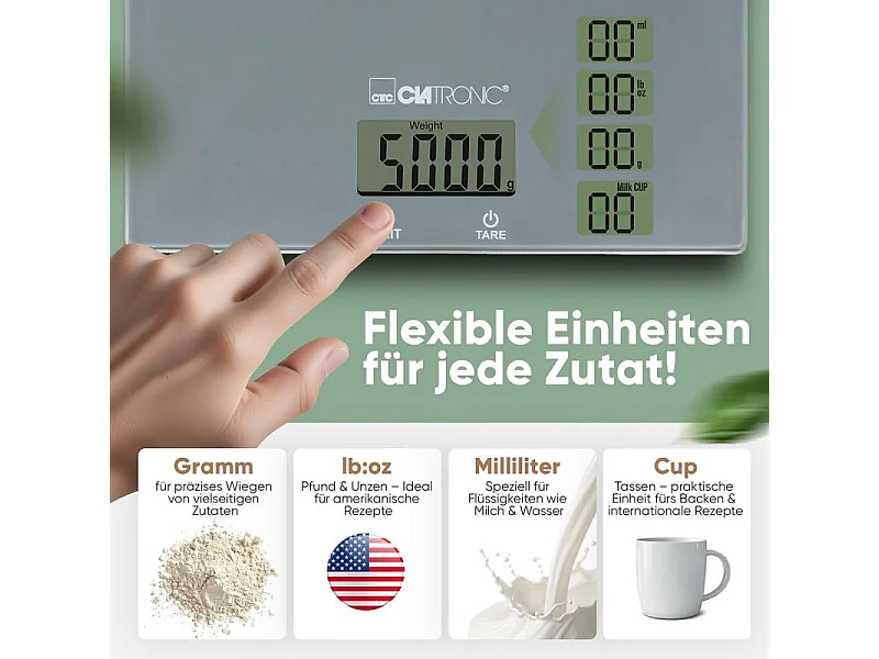 Balance de cuisine en verre Gris Clatronic KW3820-Gris