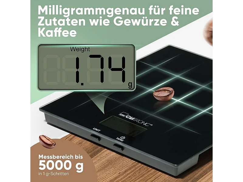 Balance de cuisine en verre Noir Clatronic  KW3820-Noir