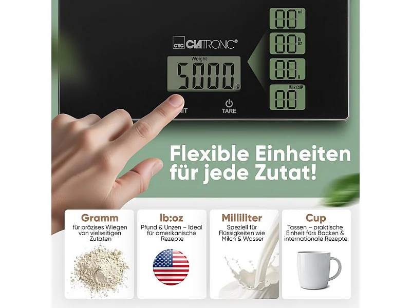 Balance de cuisine en verre Noir Clatronic  KW3820-Noir