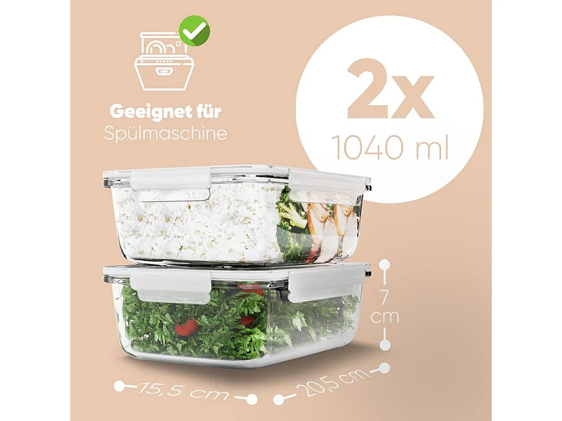 Ensemble de boite de conservation 2 pièces en verre Classbach C-FHD4024G