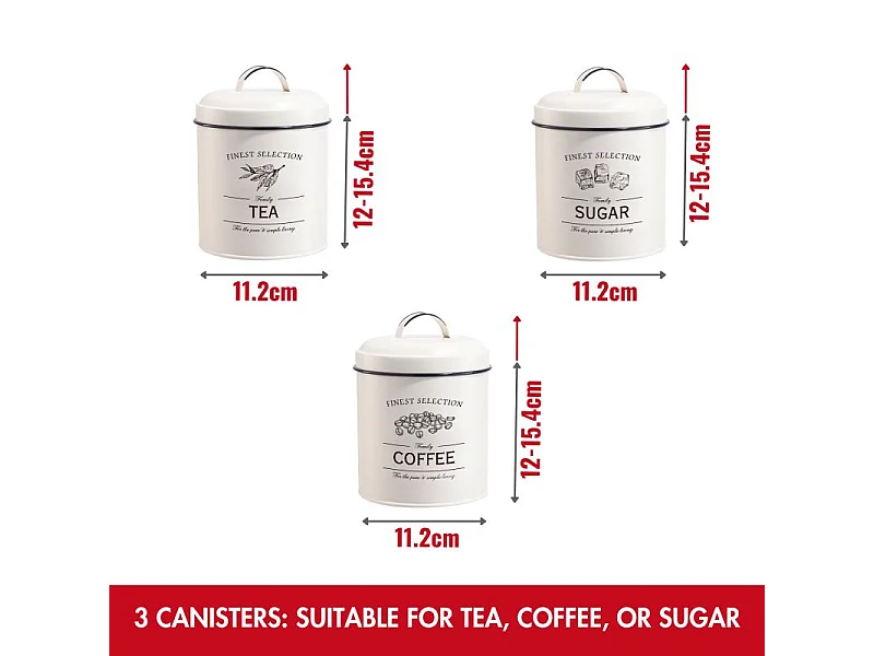 Ensemble boîte à pain et boîte à conserve vintage 4 pièces Crème Herzberg HG04418