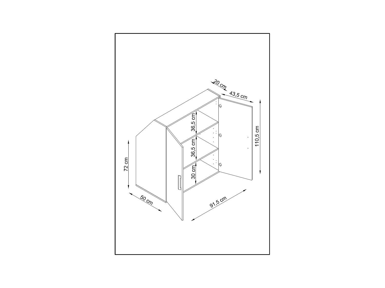 Meuble de rangement sous pente TALESA 2 portes blanc et chêne H.110 x l.91 x P.50 cm