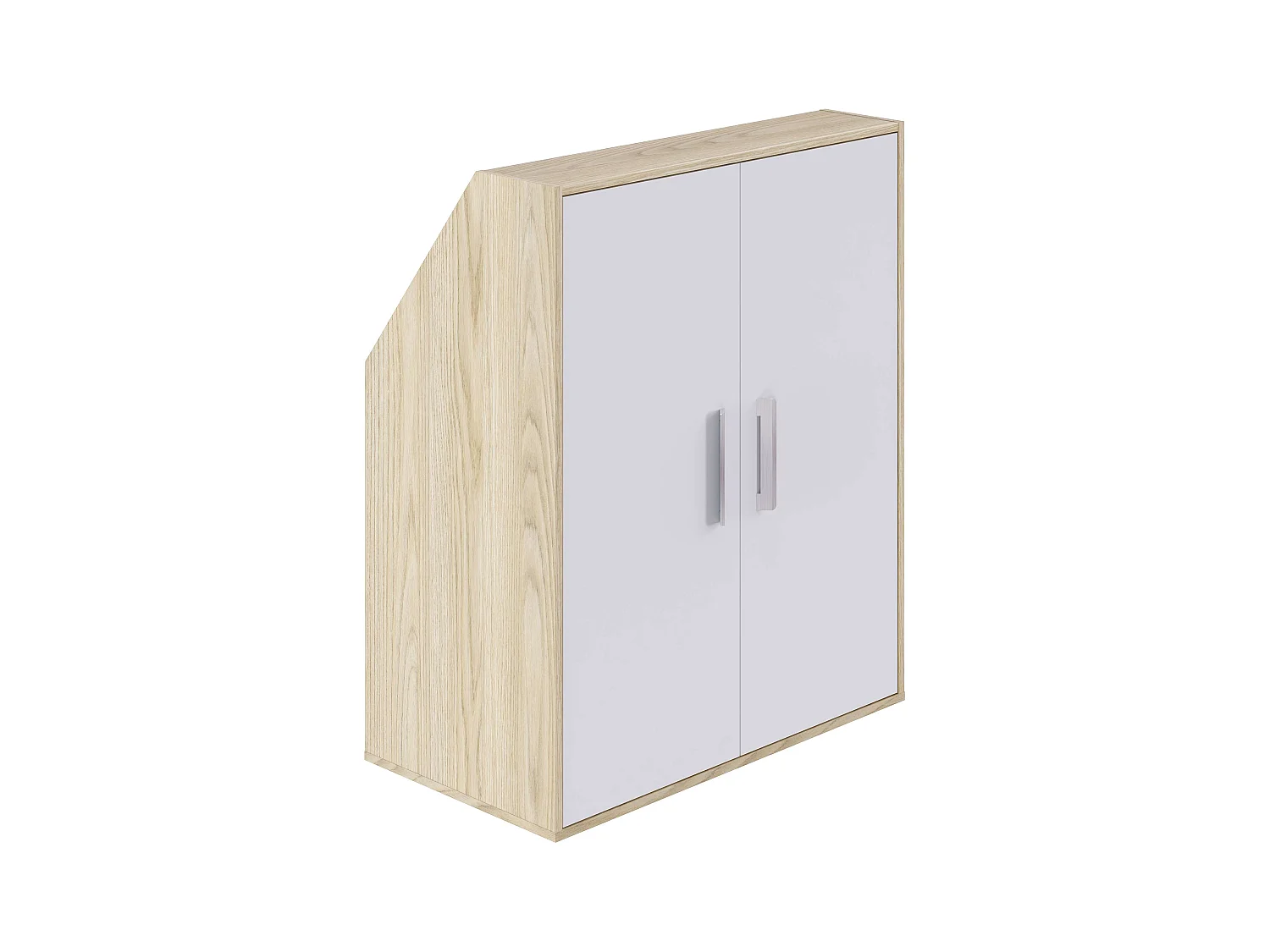 Meuble de rangement sous pente TALESA 2 portes blanc et chêne H.110 x l.91 x P.50 cm