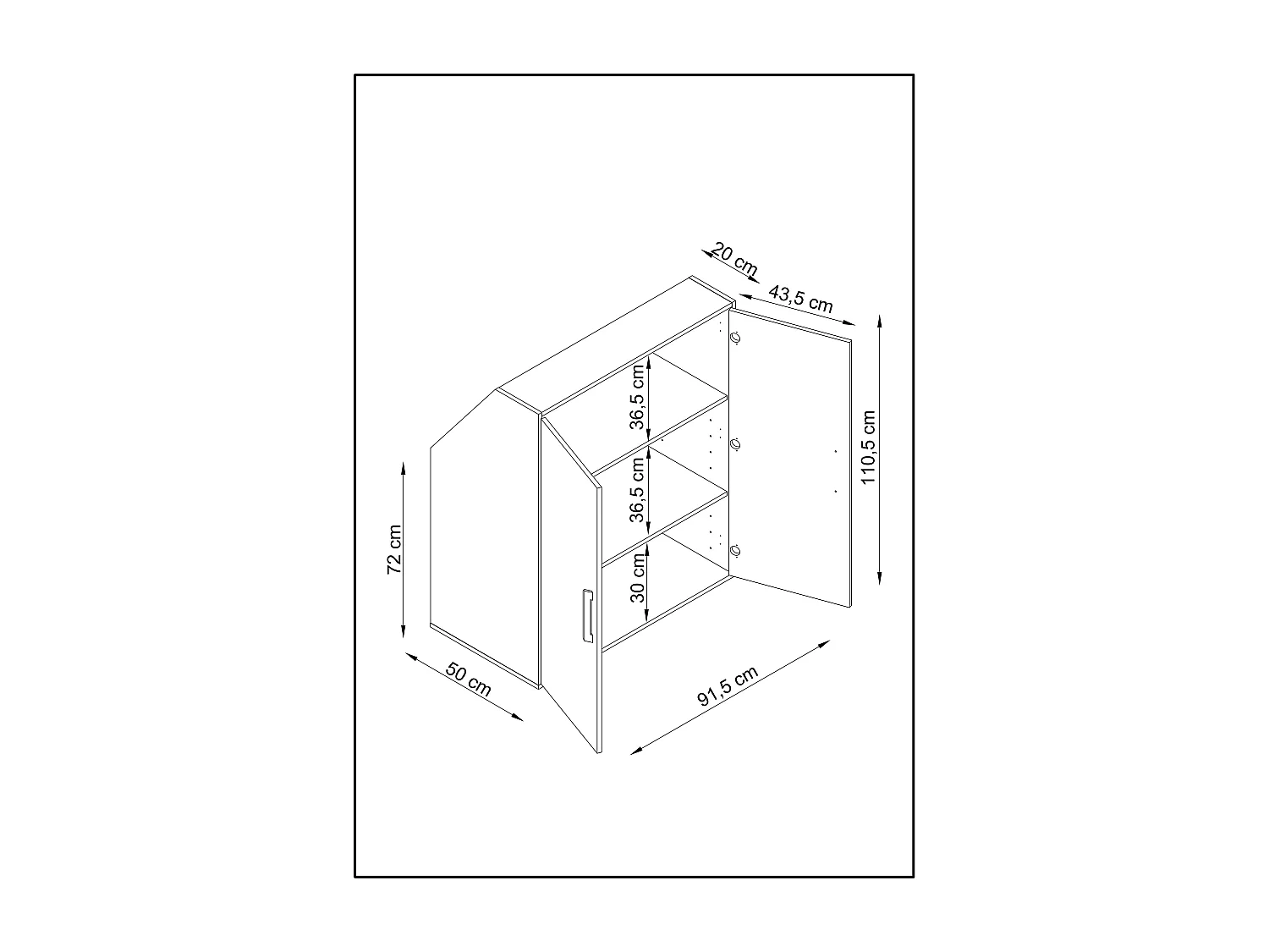 Meuble de rangement sous pente TALESA 2 portes blanc et chêne H.110 x l.91 x P.50 cm