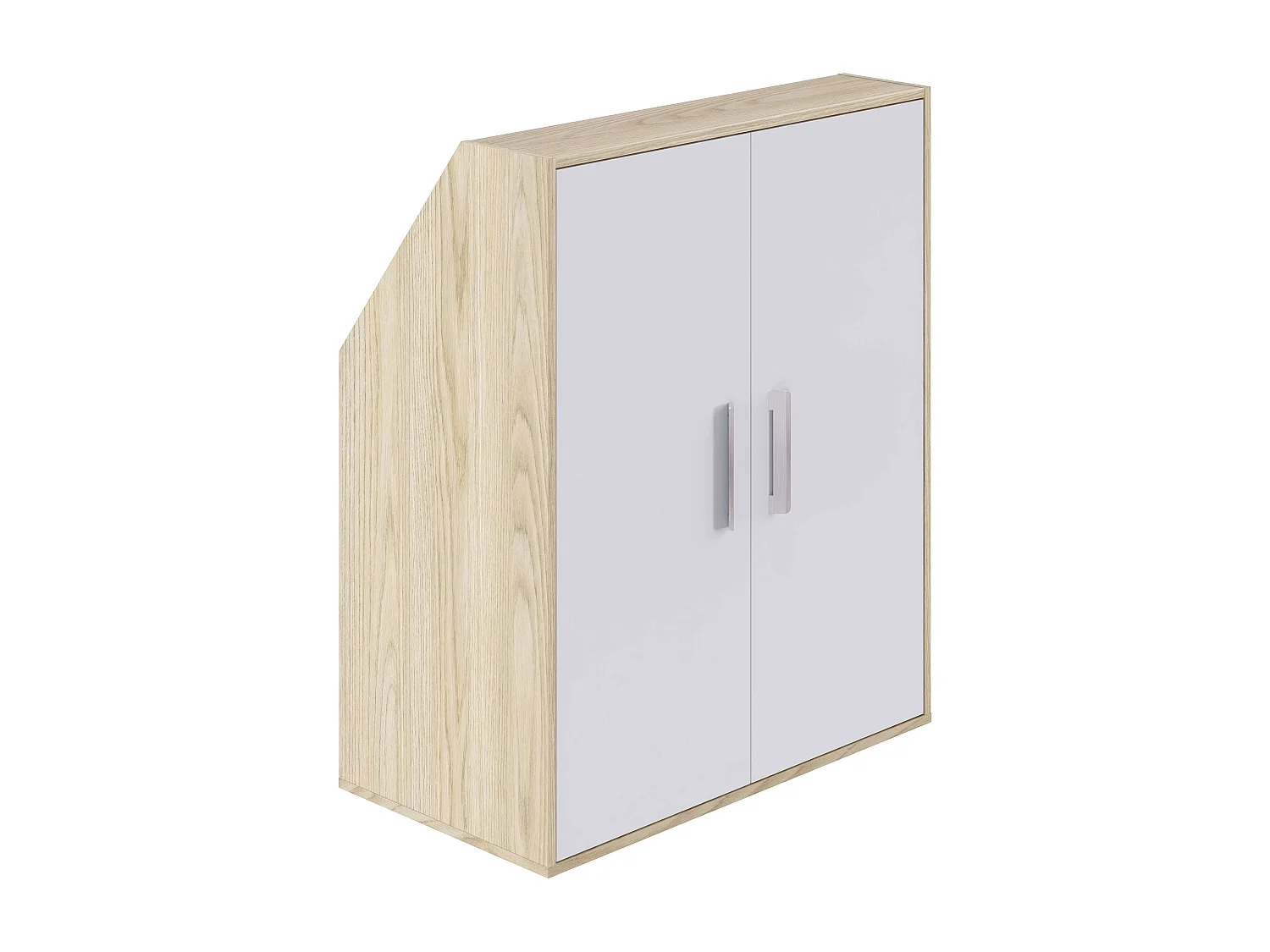 Meuble de rangement sous pente TALESA 2 portes blanc et chêne H.110 x l.91 x P.50 cm