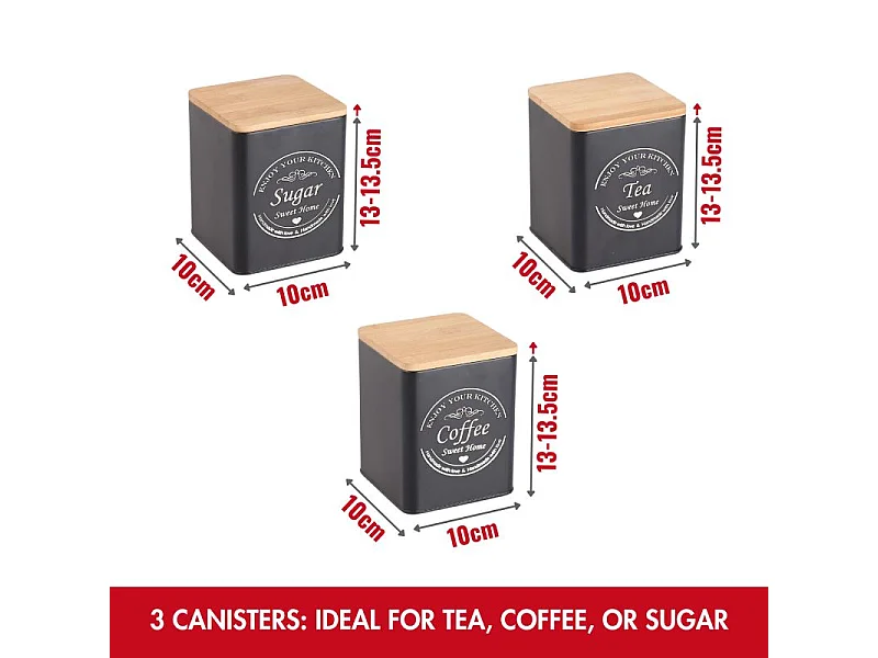 Boîte à pain avec boîtes 4 pièces Noir Herzberg HG04401