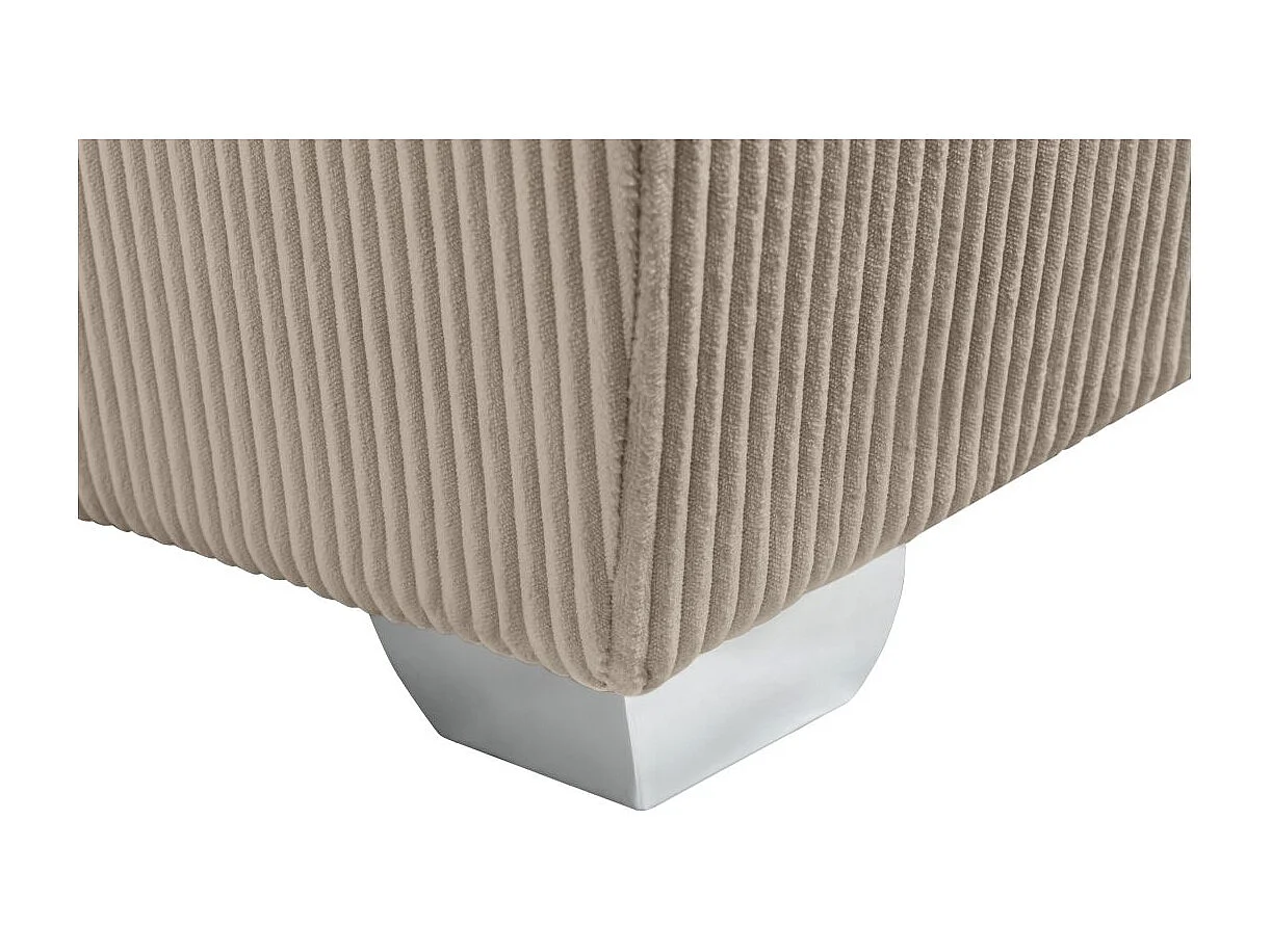 Canapé panoramique PAOLA 6 places convertible avec 2 coffres en velours côtelé taupe