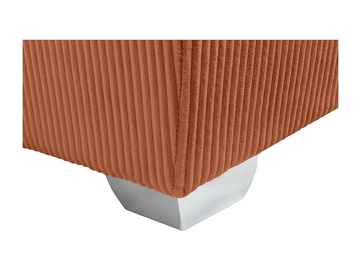 Canapé panoramique PAOLA 6 places convertible avec 2 coffres en velours côtelé terracotta