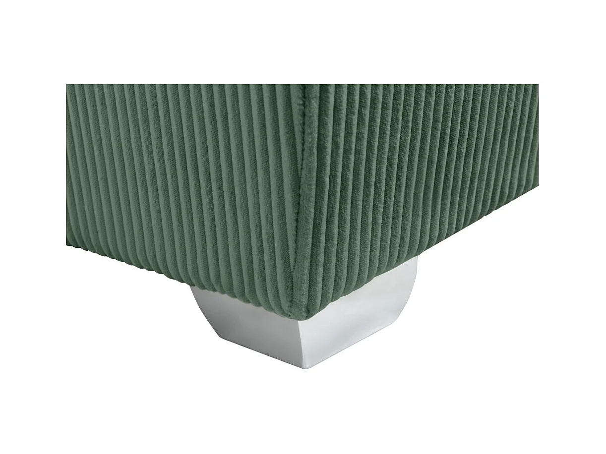 Canapé panoramique PAOLA 6 places convertible avec 2 coffres en velours côtelé vert