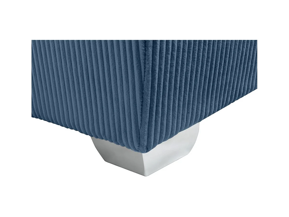 Canapé panoramique PAOLA 6 places convertible avec 2 coffres en velours côtelé bleu