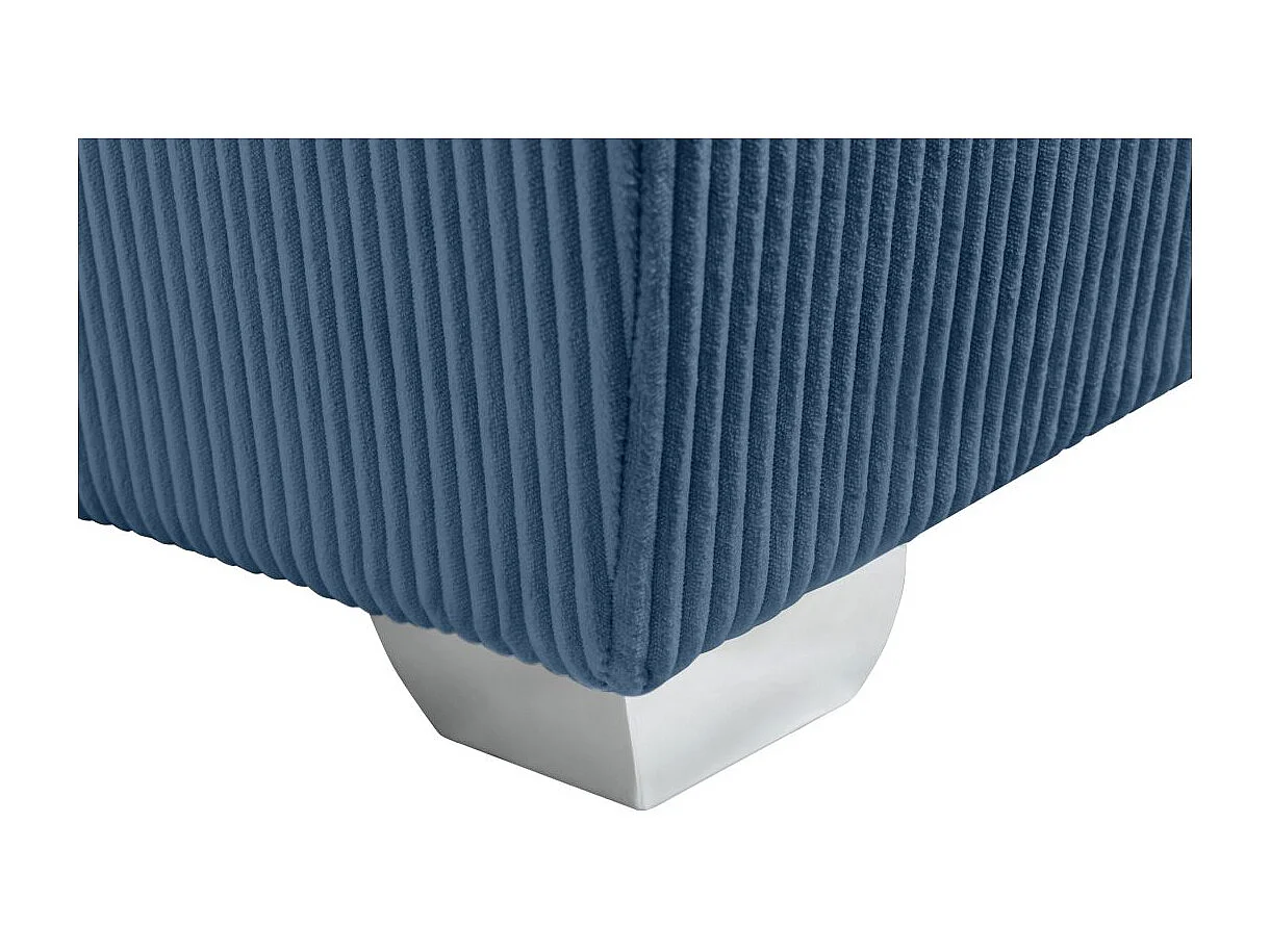 Canapé panoramique PAOLA 6 places convertible avec 2 coffres en velours côtelé bleu