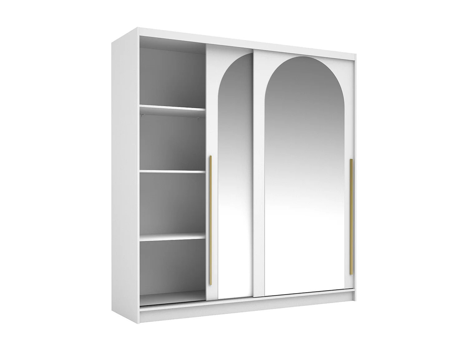 Armoire 2 portes coulissantes – Avec miroirs – L200 cm – Coloris : Blanc - ALVARENO