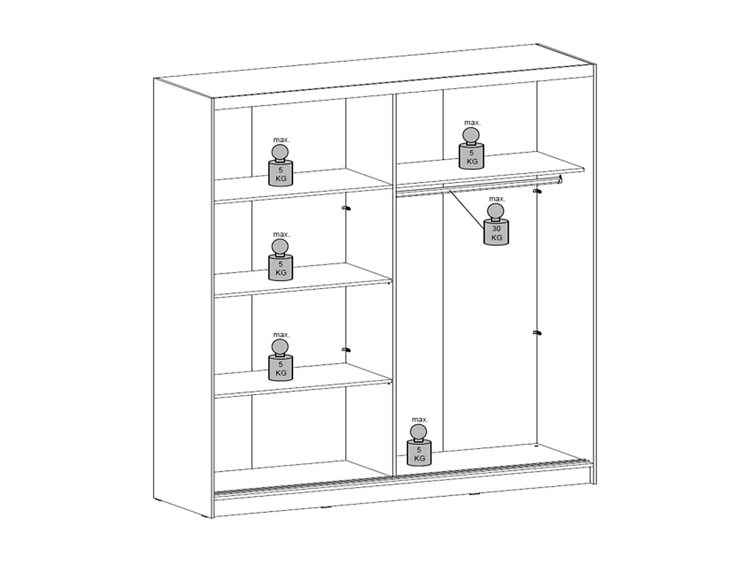 Armoire 2 portes coulissantes – Avec miroirs – L200 cm – Coloris : Blanc - ALVARENO
