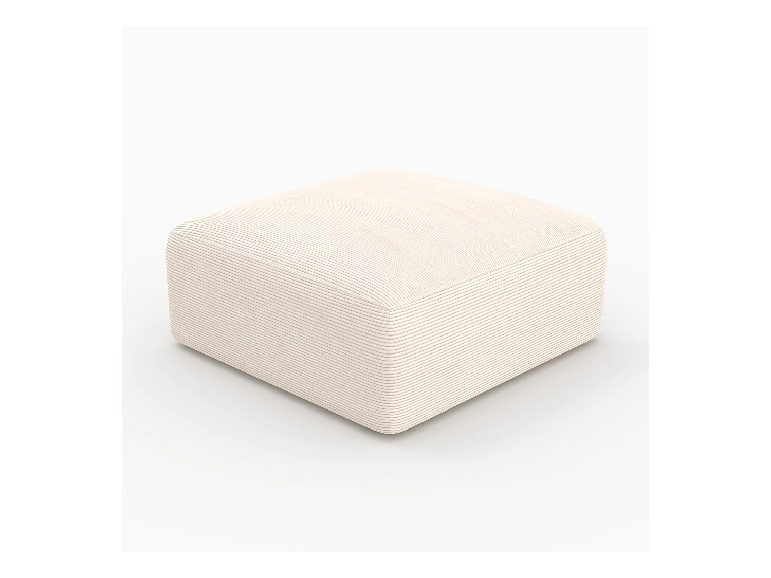 Pouf carré pour canapé modulable en velours blanc cassé - Mina