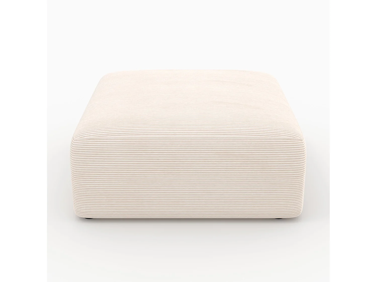 Pouf cuadrado para sofá modular en terciopelo blanco roto - Mina