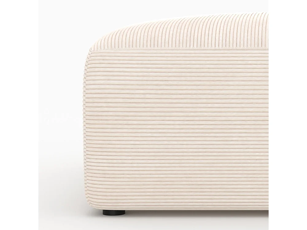 Puf cuadrado para sofá modular en terciopelo blanco roto - Mina