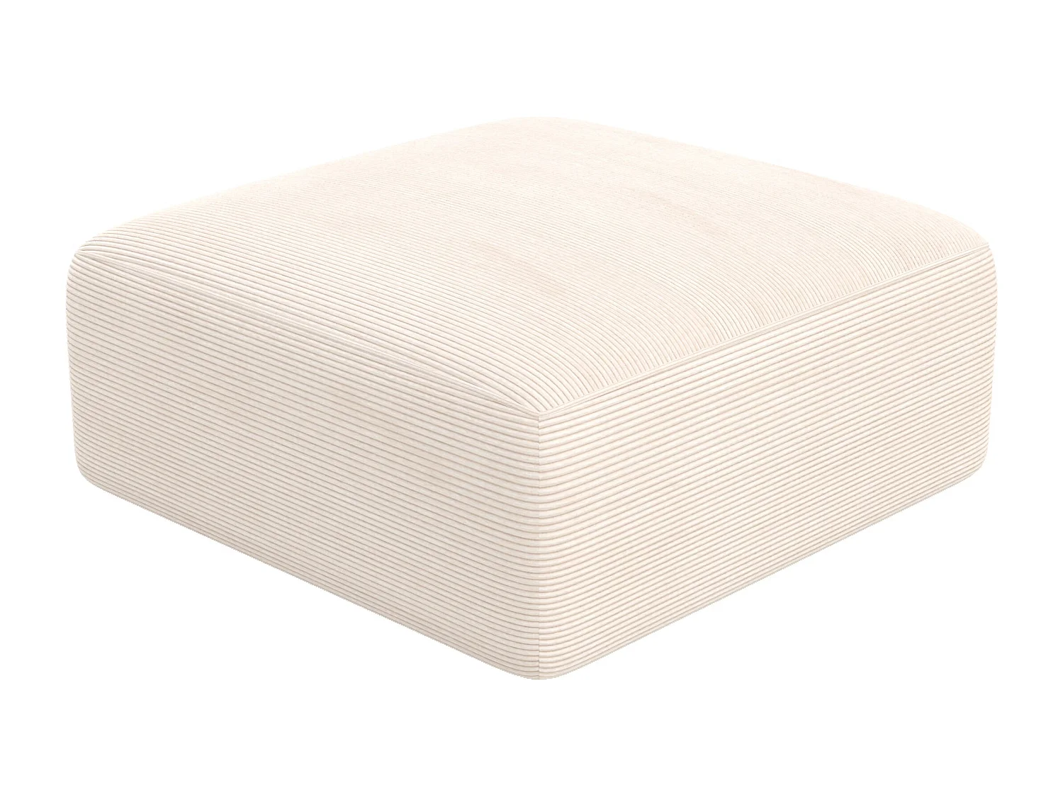 Puf cuadrado para sofá modular en terciopelo blanco roto - Mina