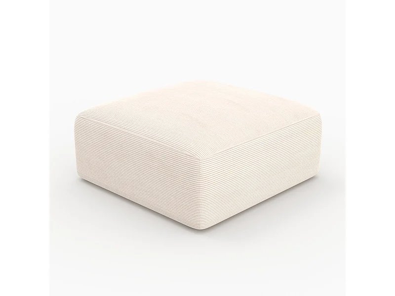 Pouf cuadrado para sofá modular en terciopelo blanco roto - Mina
