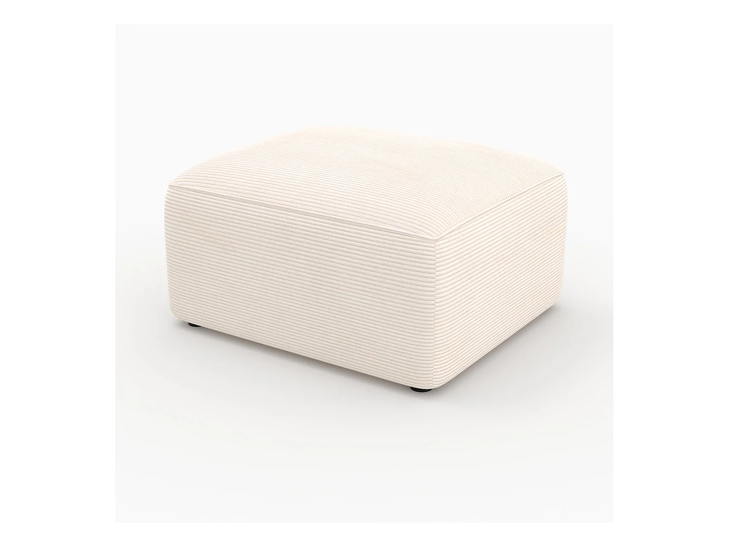 Pouf rectangulaire pour canapé modulable en velours blanc cassé - Mina