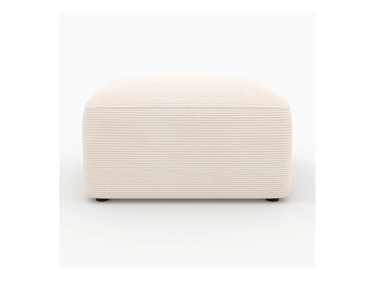 Pouf rectangulaire pour canapé modulable en velours blanc cassé - Mina