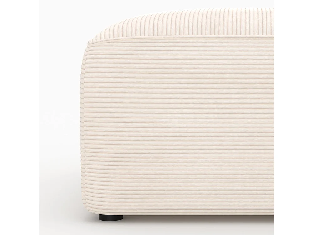 Pouf rectangulaire pour canapé modulable en velours blanc cassé - Mina