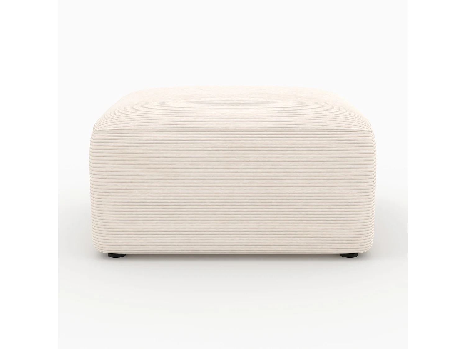 Pouf rectangulaire pour canapé modulable en velours blanc cassé - Mina