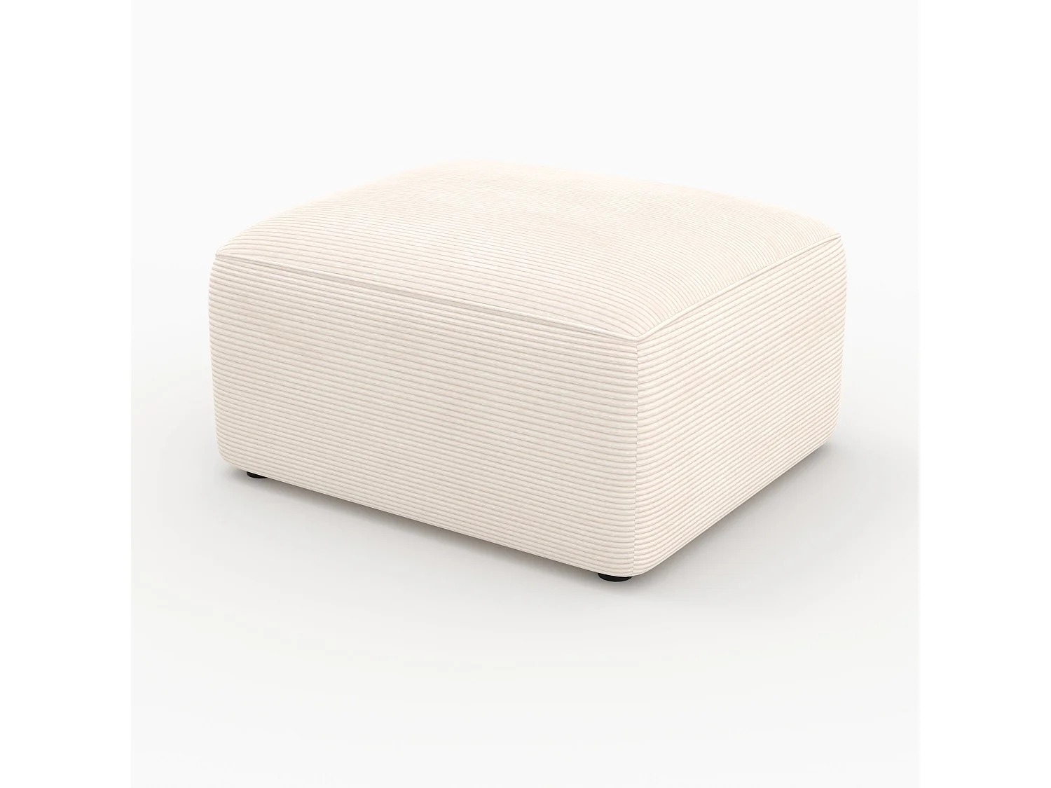 Puf rectangular para sofá modular en terciopelo blanco roto - Mina