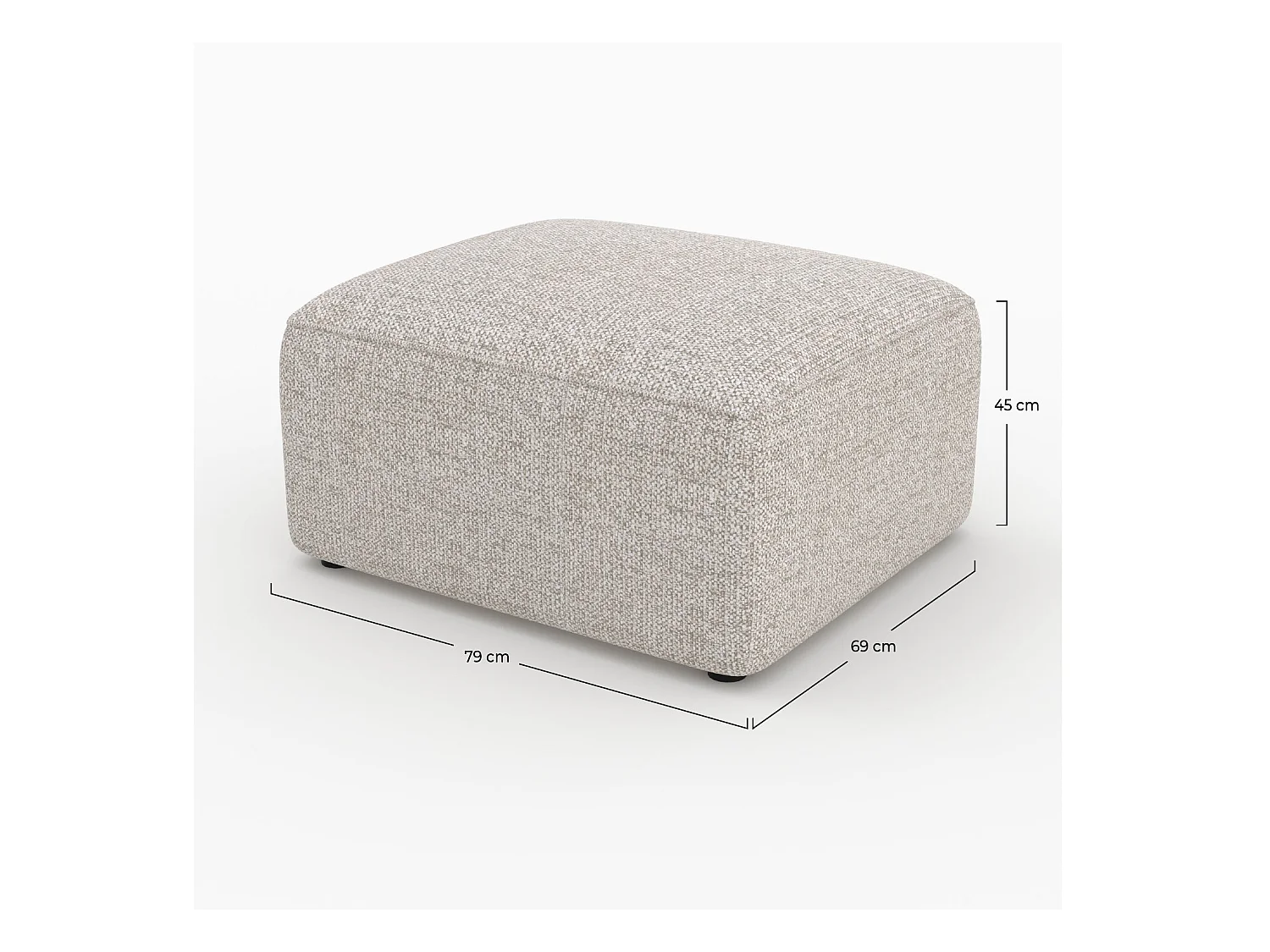 Pouf rectangulaire pour canapé modulable en tissu beige - Hestia