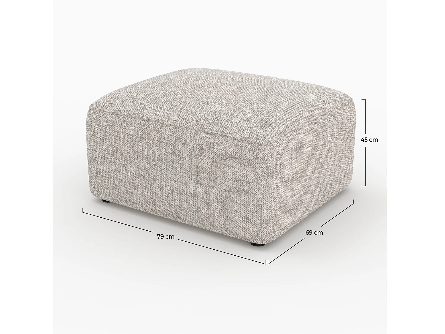 Pouf rectangulaire pour canapé modulable en tissu beige - Hestia