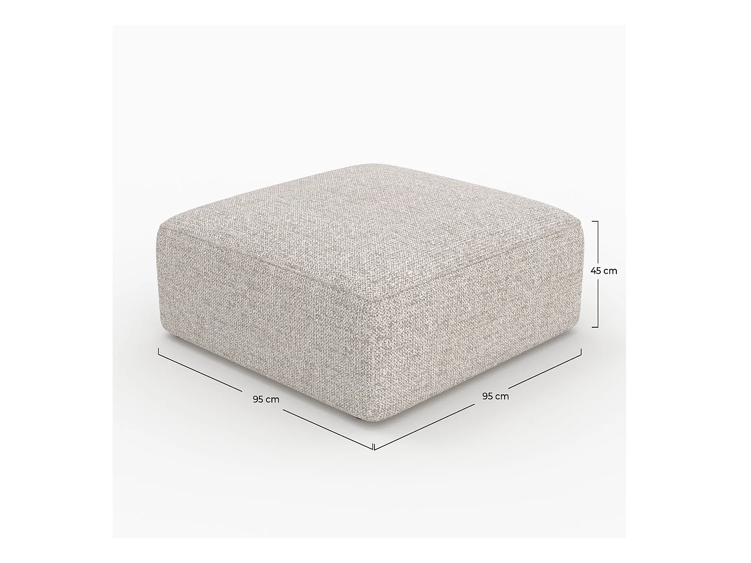 Pouf carré pour canapé modulable en tissu beige - Hestia