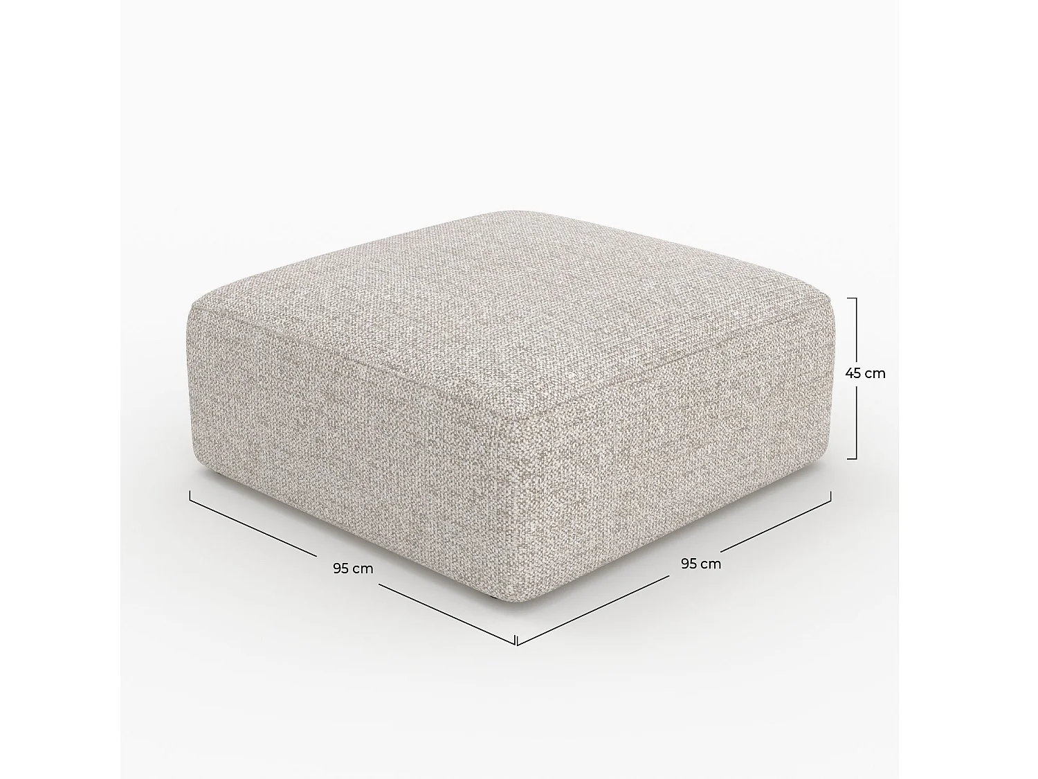 Puf cuadrado para sofá modular de tela beige - Hestia