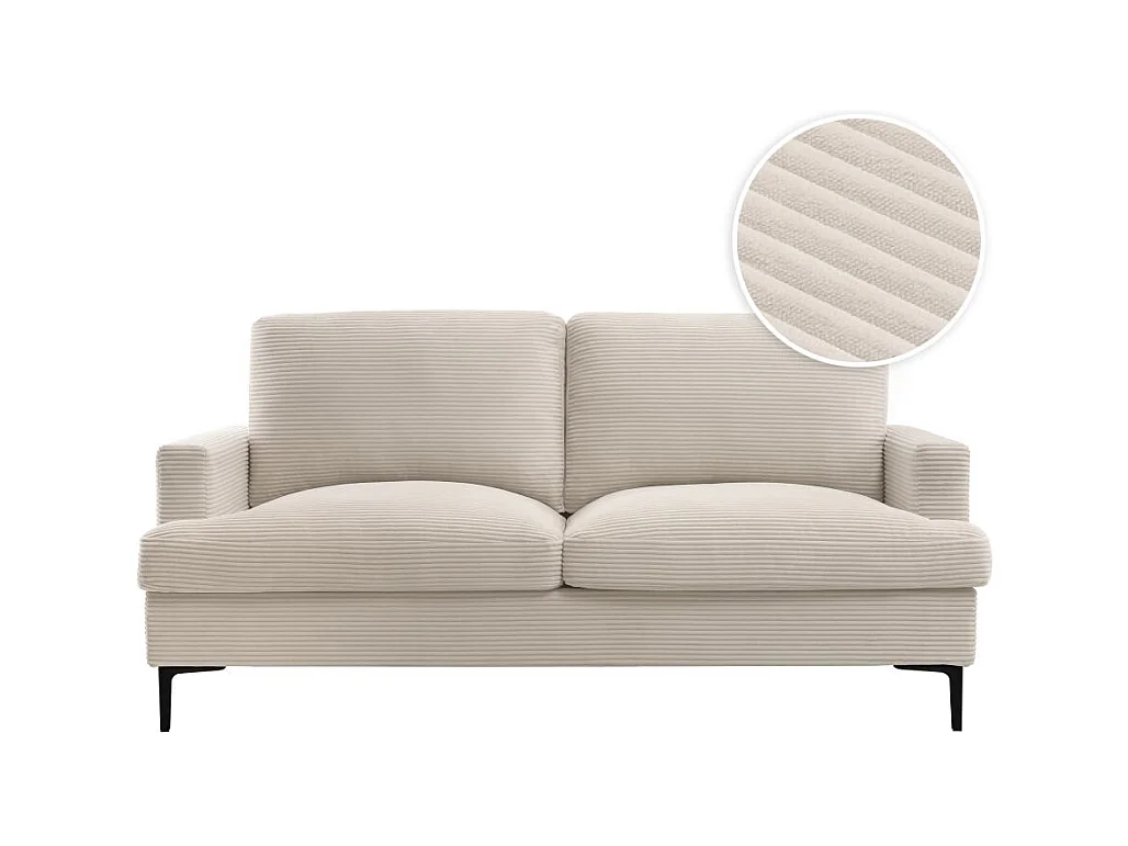 Canapé droit 3 places TALMA en velours côtelé beige