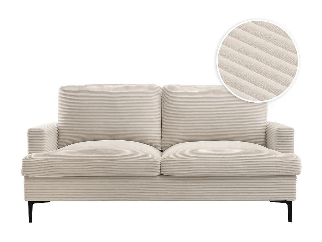 Canapé droit 3 places TALMA en velours côtelé beige