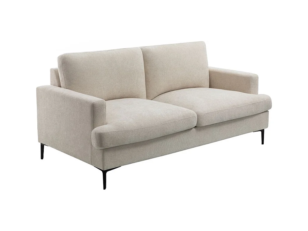 Canapé droit TALMA 3 places en tissu beige pieds métal