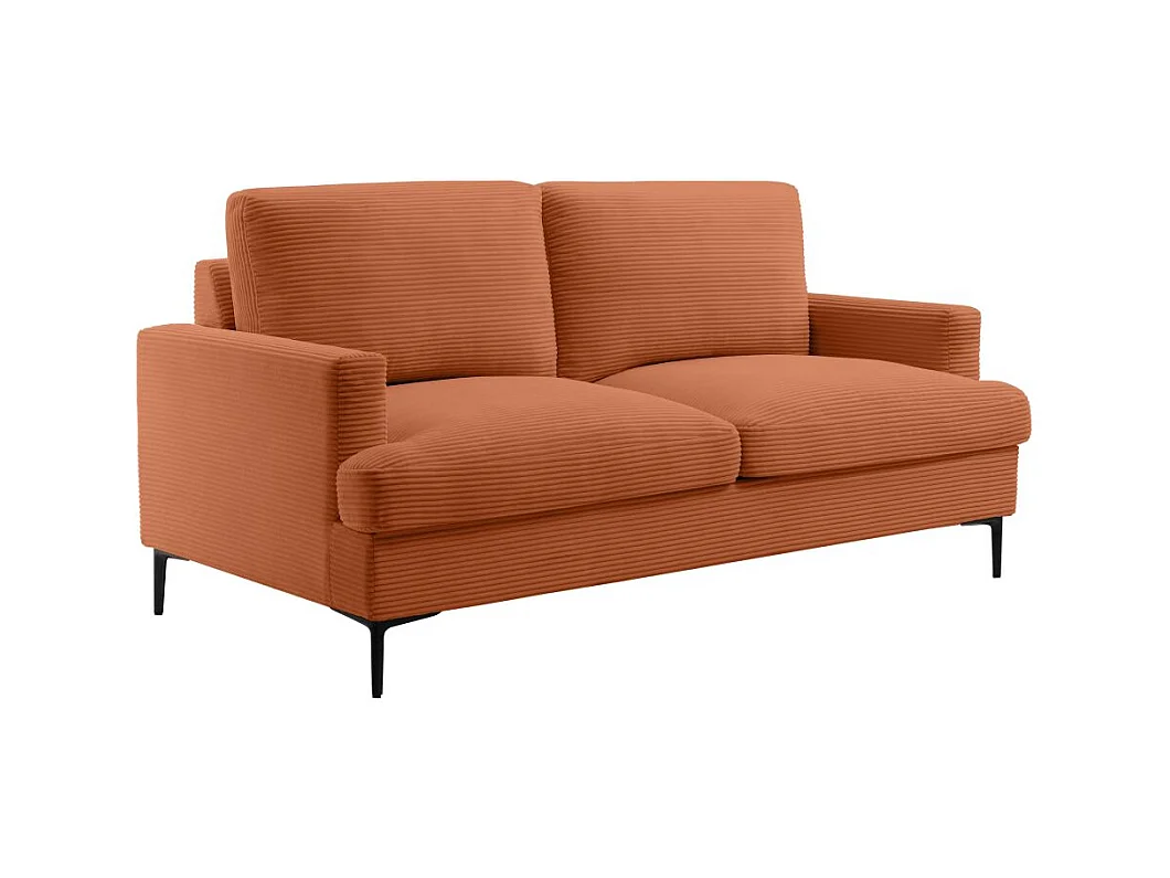 Canapé droit 3 places TALMA en velours côtelé terracotta