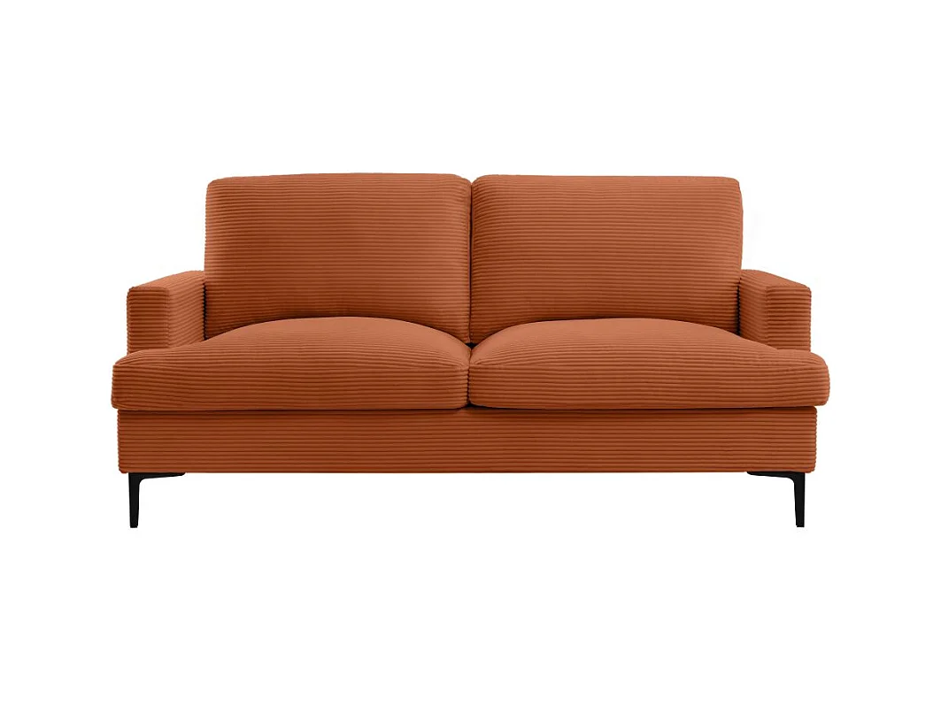 Canapé droit 3 places TALMA en velours côtelé terracotta