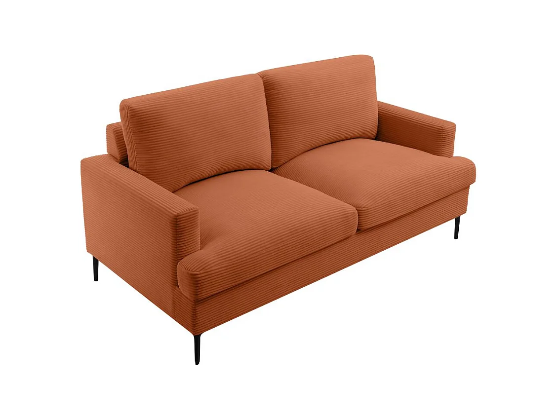 Canapé droit 3 places TALMA en velours côtelé terracotta