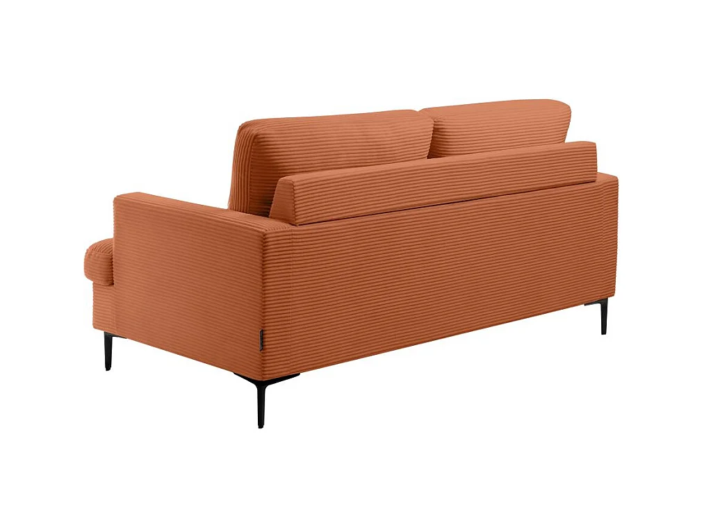 Canapé droit 3 places TALMA en velours côtelé terracotta