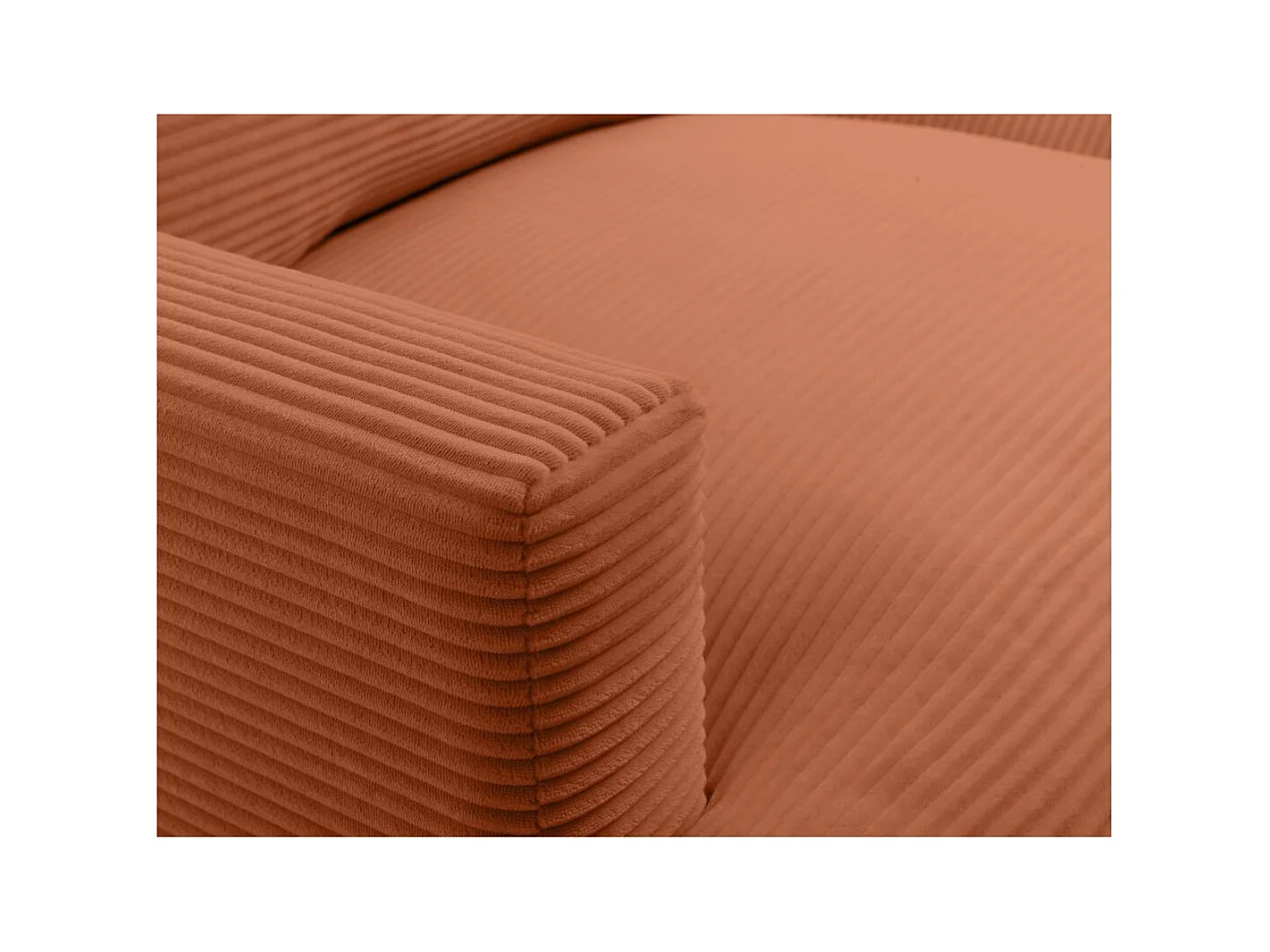 Canapé droit 3 places TALMA en velours côtelé terracotta